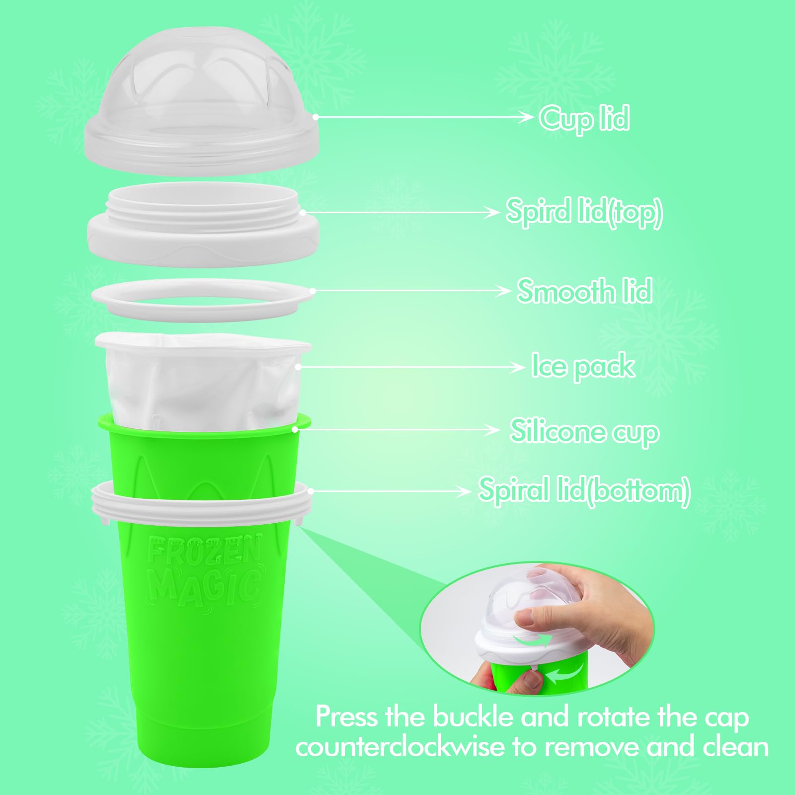 Honbuty Slushie: material seguro de silicona y fácil de lavar.