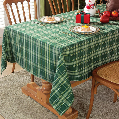 Mantel Honellaty anti manchas en cuadros verde, práctico para comidas familiares