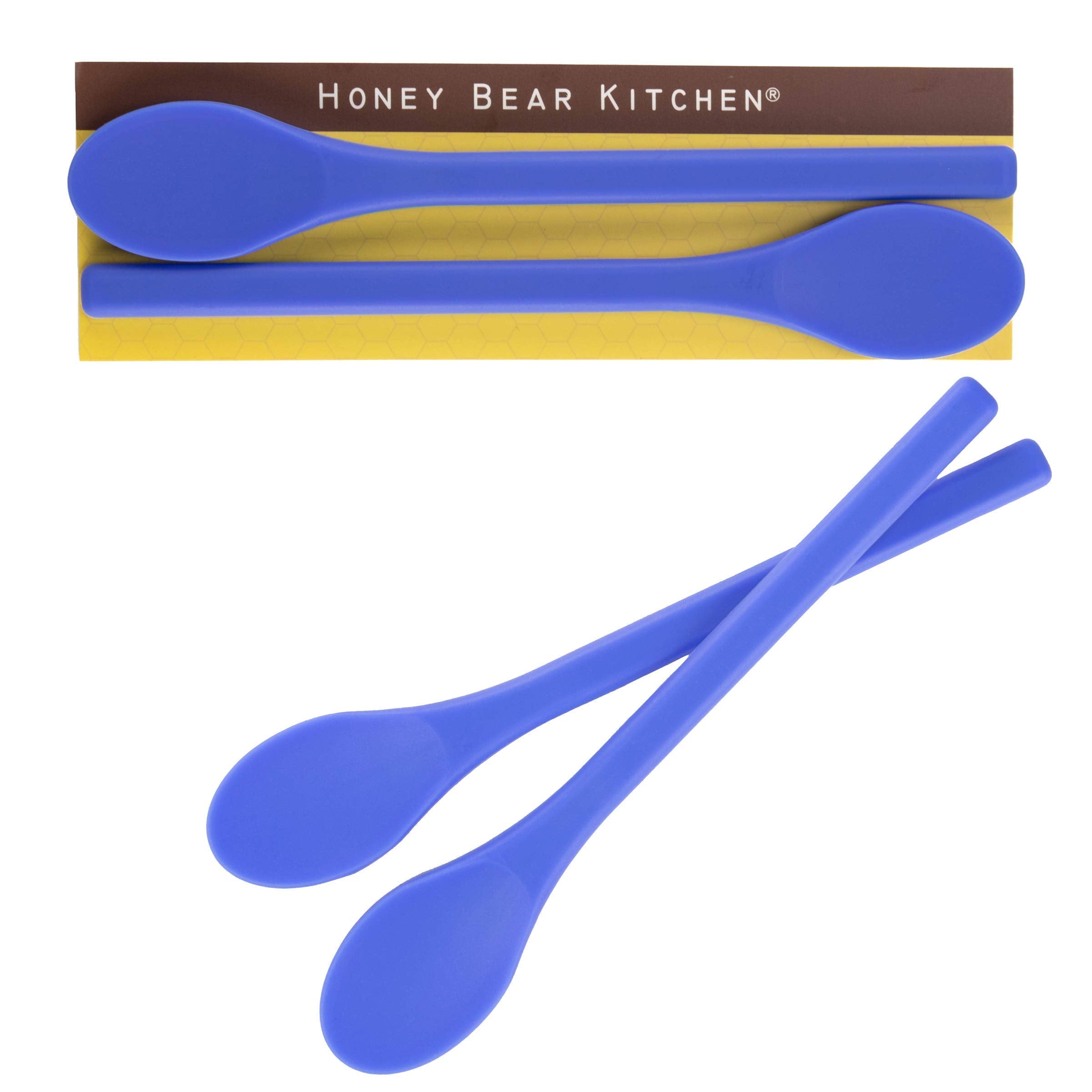 Cucharas de silicona HONEY BEAR KITCHEN, vista frontal, aptas para batidos sin rayar tazas