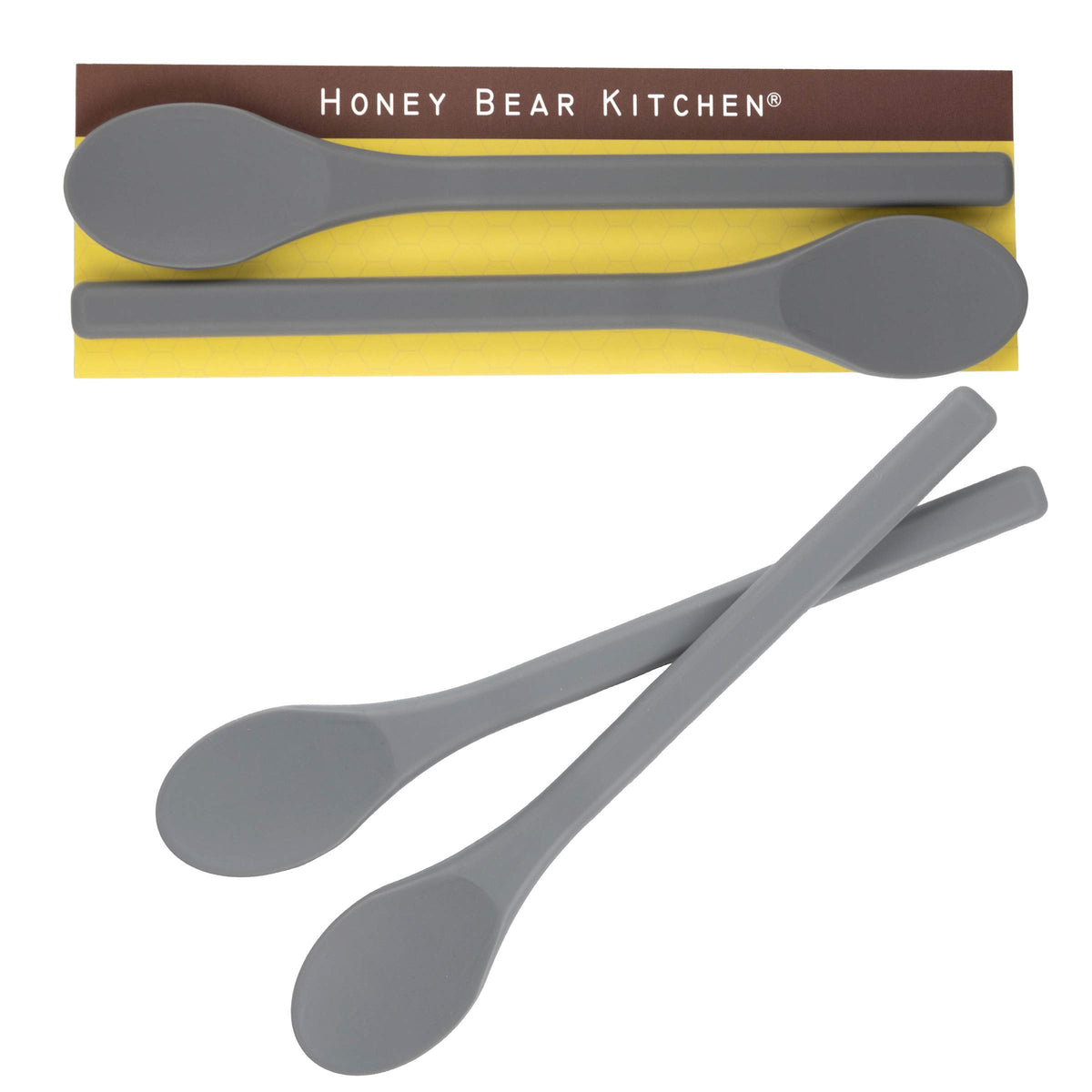 Honey Bear Kitchen: cuchara-mezcla silicona gris para evitar rayaduras en cerámica