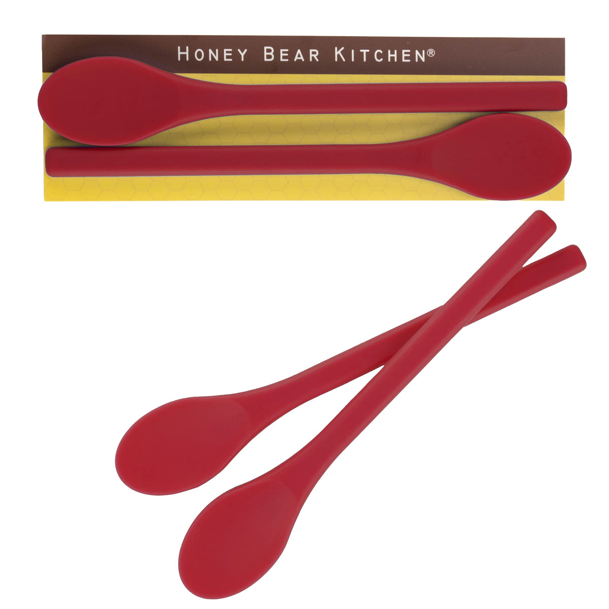 Cucharas de silicona Honey Bear Kitchen, pala ancha para mezclar sin rayar tus tazas.