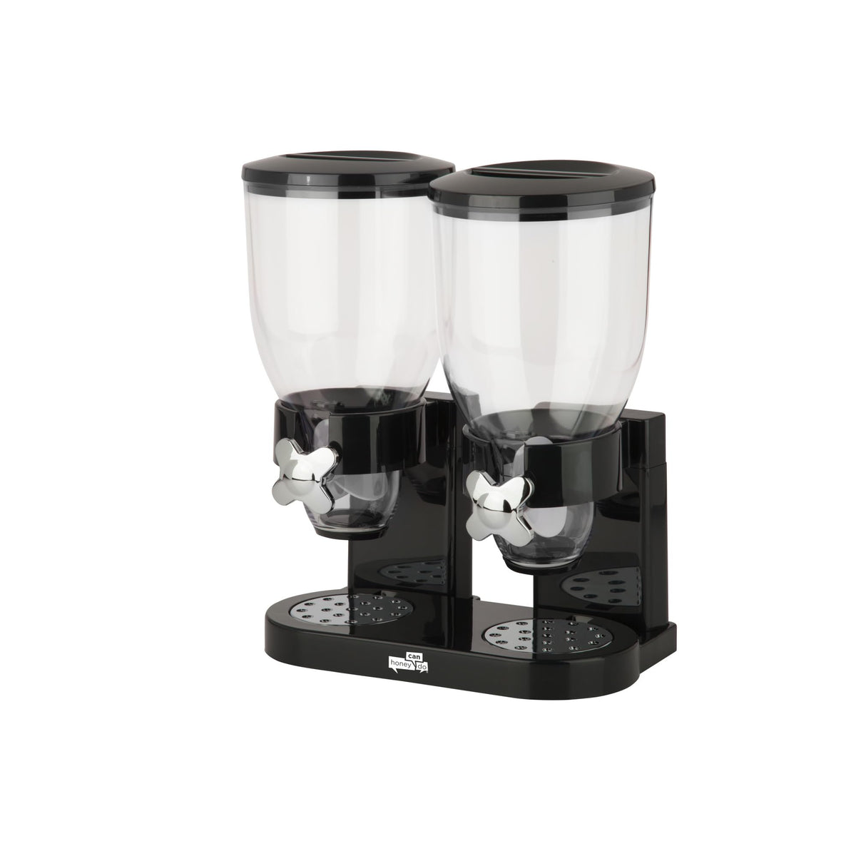 Dispensador Zevro de Honey-Can-Do en encimera con dos contenedores para cereal.