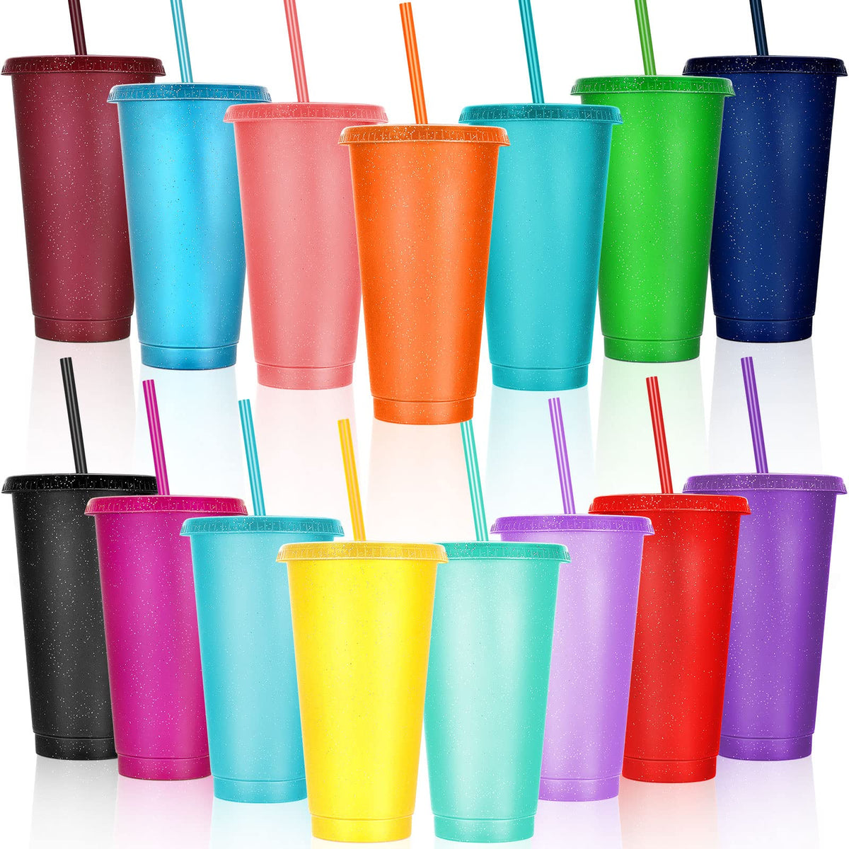 Vaso Honeydak de 710-800 ml con tapa y pajilla en colores vivos para bebidas frías