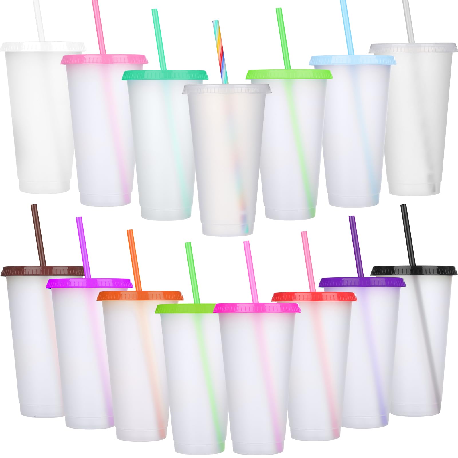Vaso Honeydak de 15 piezas con tapa y pajilla en colores vibrantes para fiestas