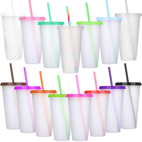 Vaso Honeydak de 15 piezas con tapa y pajilla en colores vibrantes para fiestas