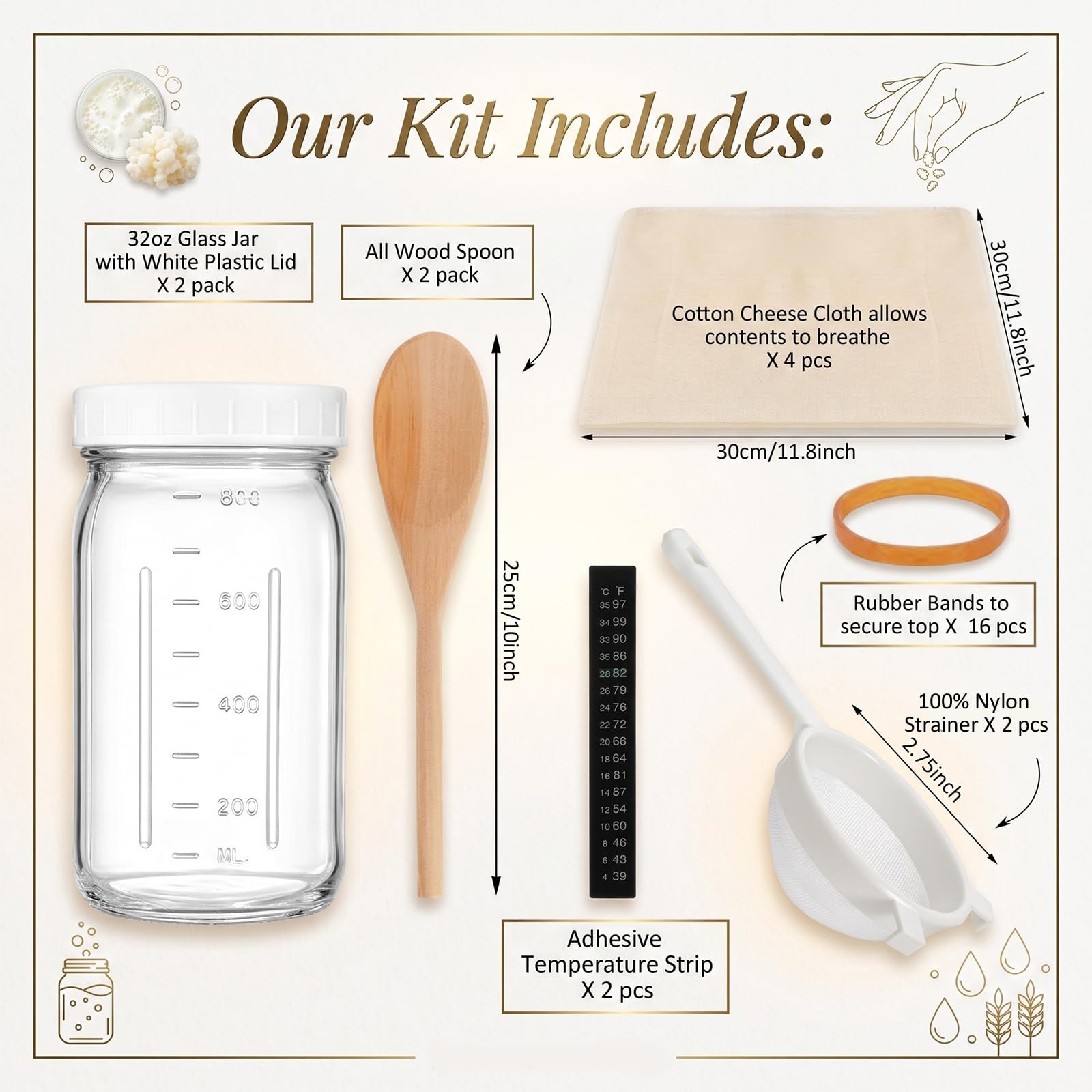 Honeydak accesorios del kit dispuestos evidenciando todos los elementos incluidos