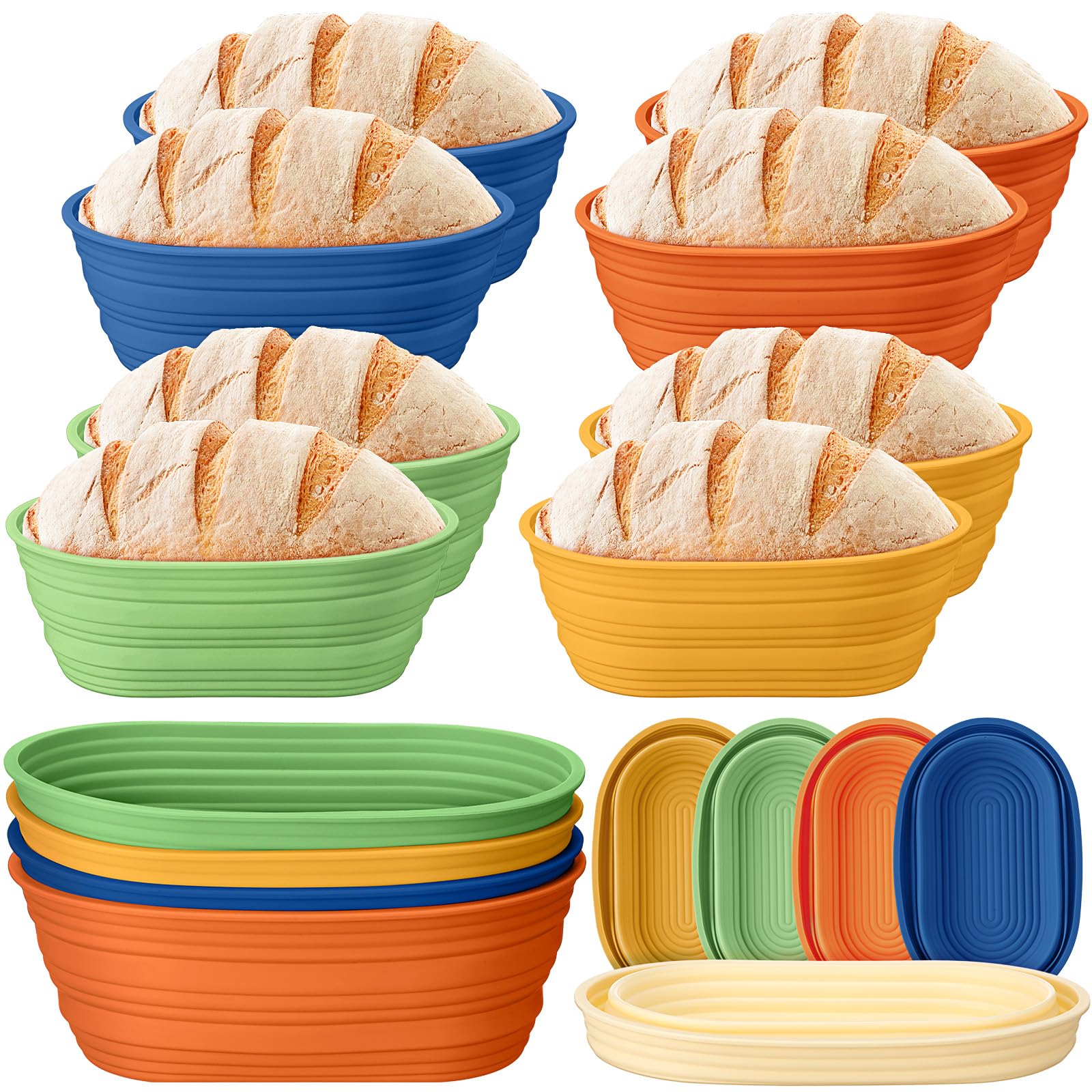 Honeydak cestas silicona banneton oval marrón rojizo para fermentación con forma uniforme