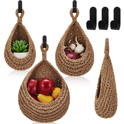 Bolsas colgantes Honeydak boho para cocina, almacenamiento compacto y ordenado.