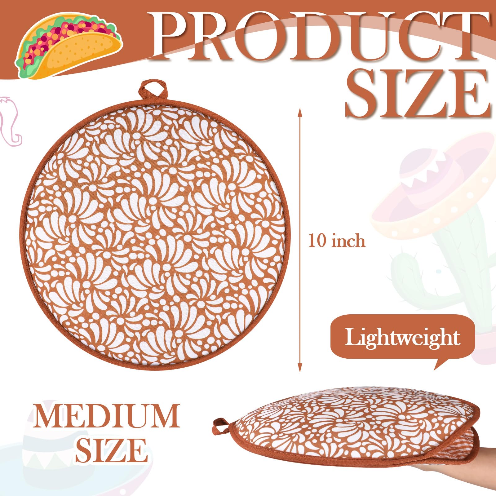 Honeydak calentador de tortillas Talavera, diseño doble cara, embellece la mesa y conserva el calor.
