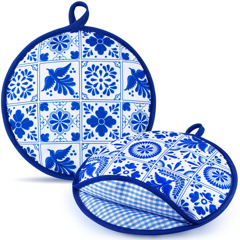 Honeydak tortillero 10 pulgadas con diseño Talavera azul para tortillas calientes.