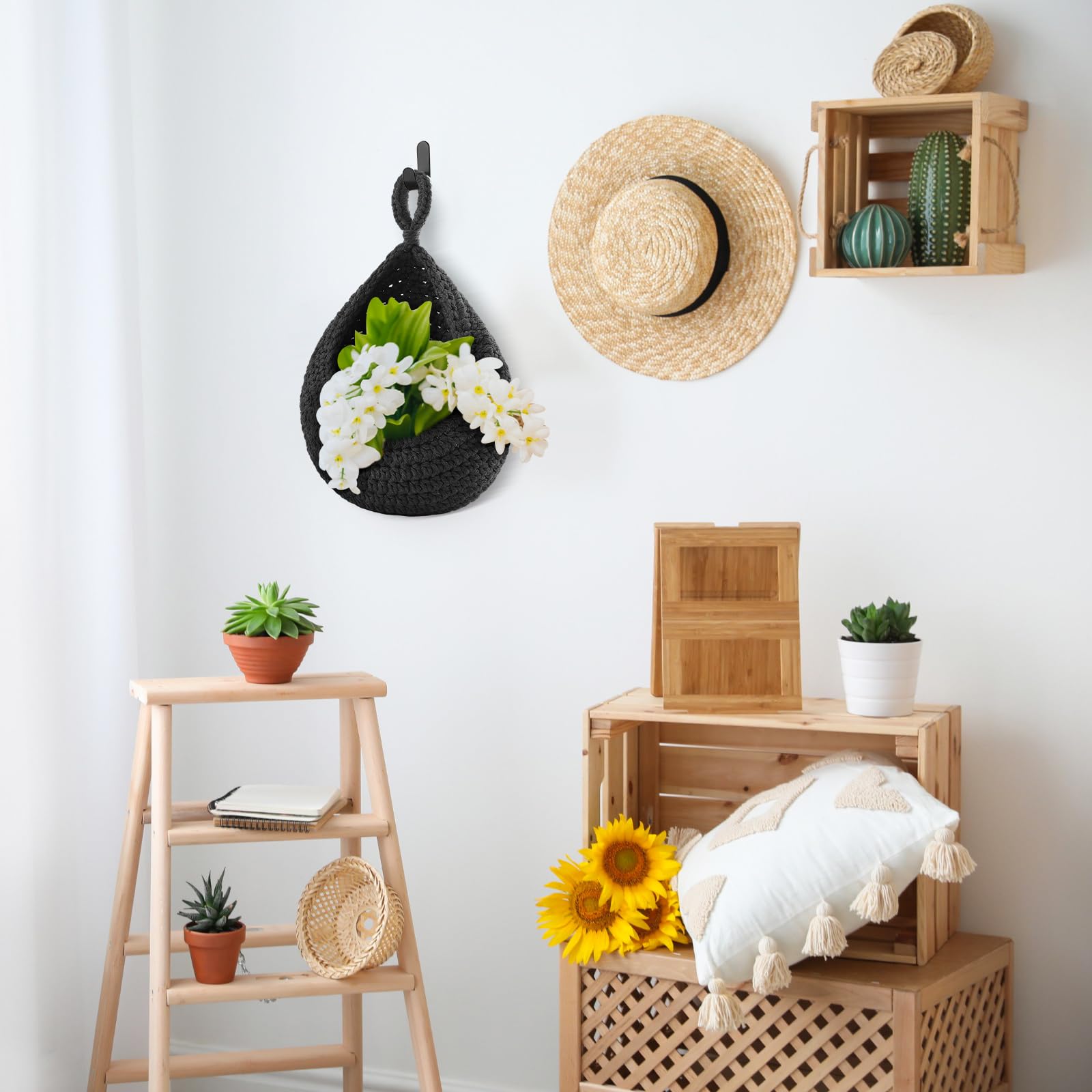 Cestas colgantes Honeydak, ideal para plantas o flores, para un toque natural.