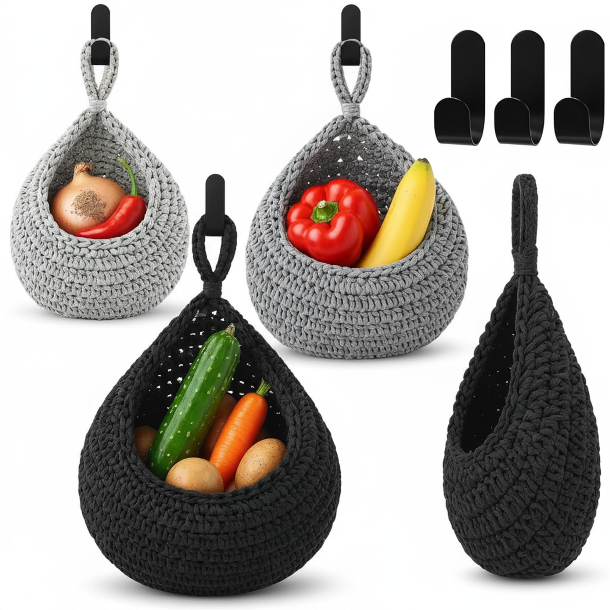 Cestas colgantes Honeydak con forma de lágrima para cocina, organizan frutas y verduras.