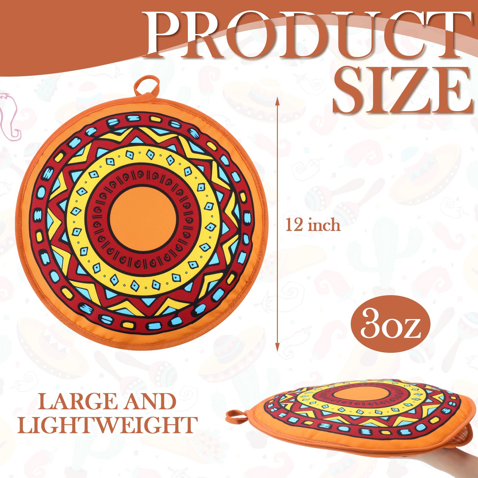 Honeydak funda calentadora de tortillas 12 pulgadas, diseño Talavera rojo, uso seguro en mesa.