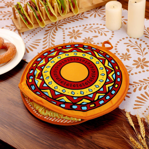 Honeydak funda calentadora 12 pulgadas, diseño Talavera, ideal para tortillas y otros alimentos.