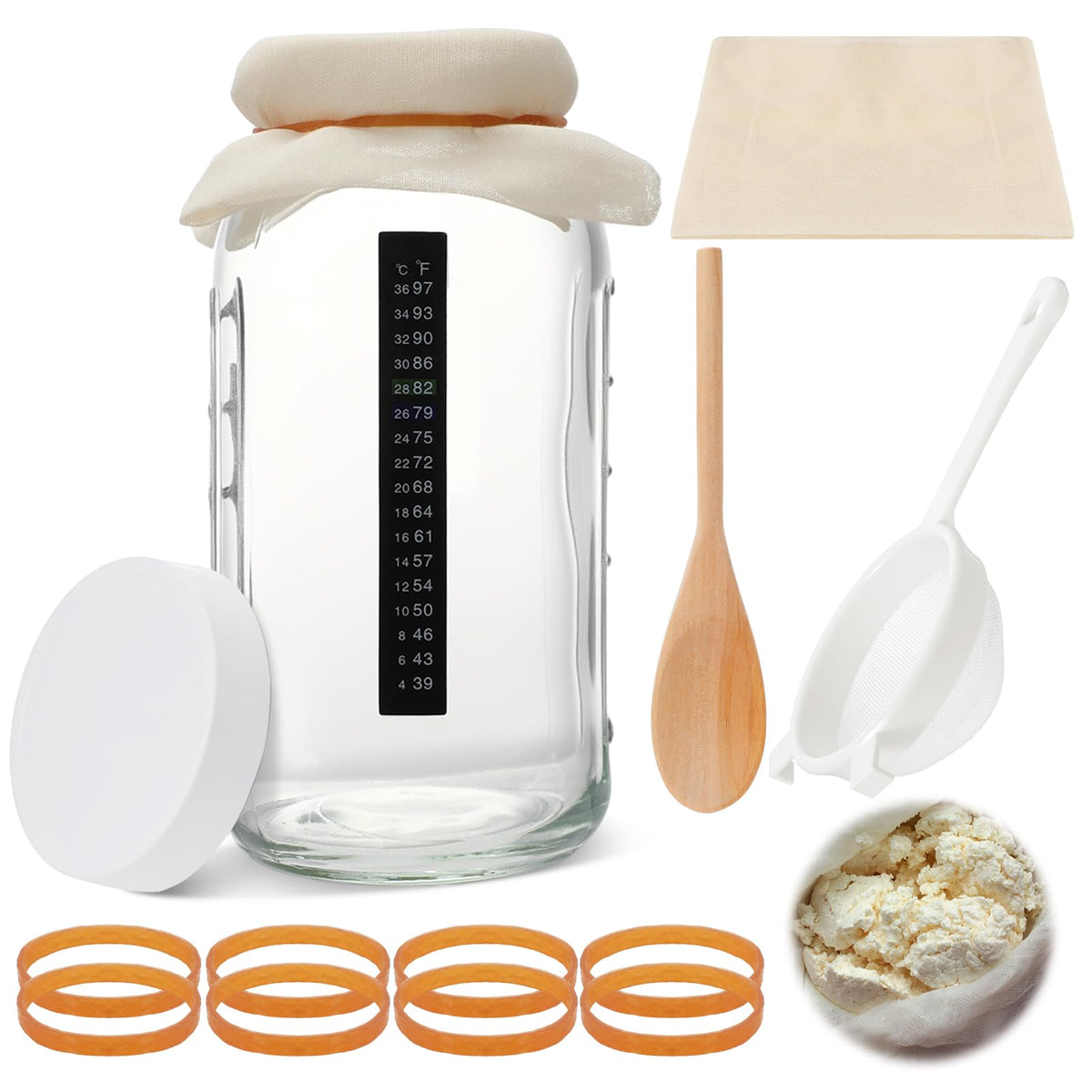 Honeydak kit kefir y kombucha con frasco mason 64 oz para fermentar en casa