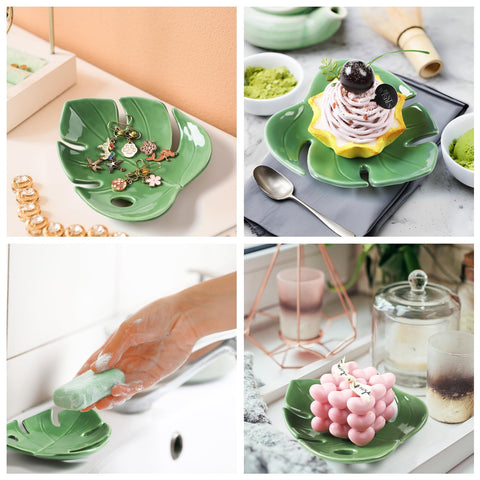 Honeydak Monstera hoja cerámica, accesorio de cocina elegante.