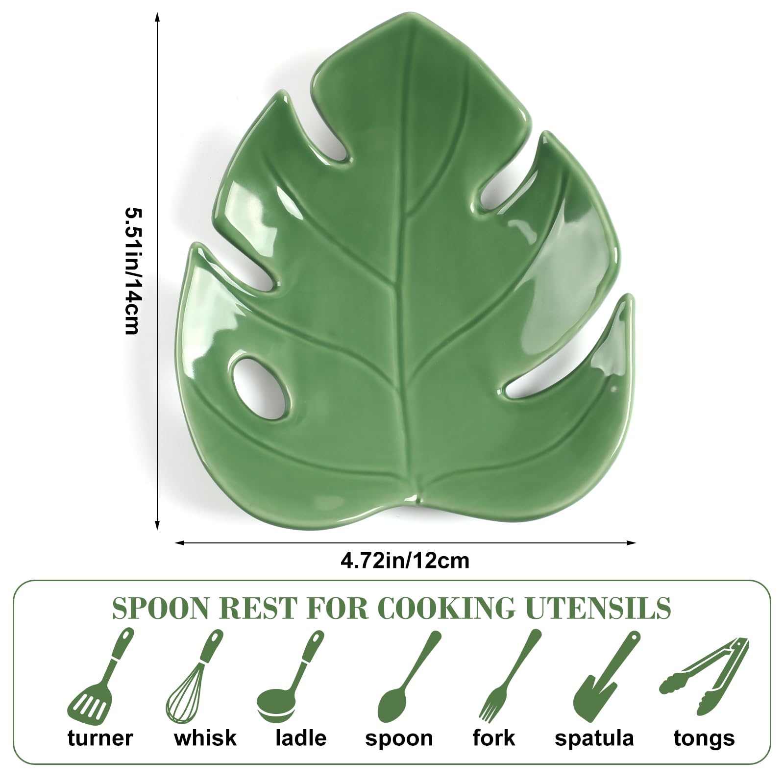 Honeydak Monstera hoja cerámica, bandeja decorativa para encimeras.