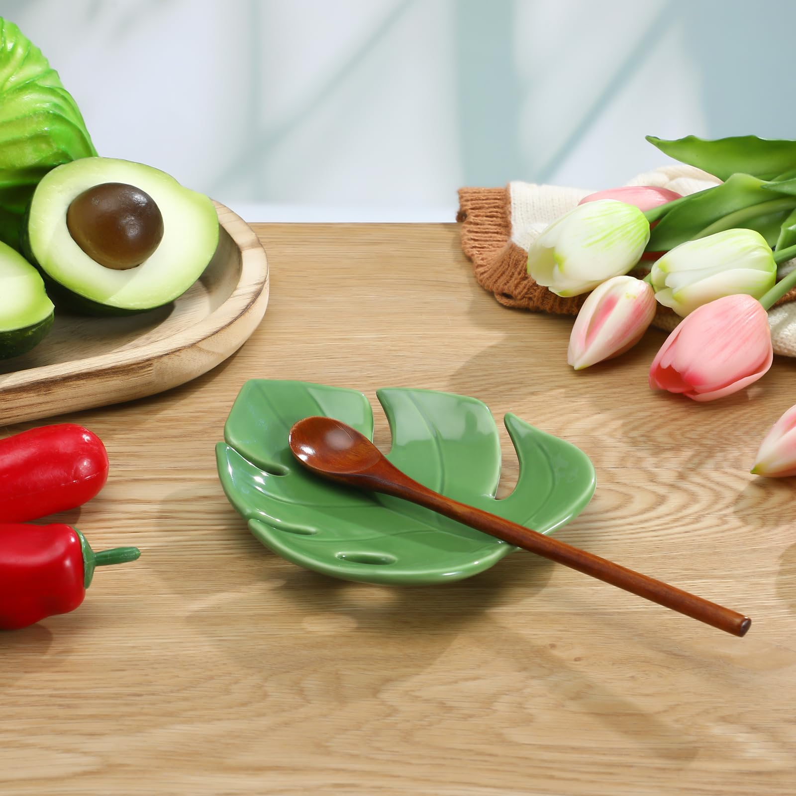Honeydak Monstera hoja cerámica, regalo ideal para el hogar.