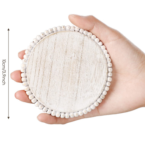 Honeydak posavasos de madera con cuentas beige, ideales para mesas
