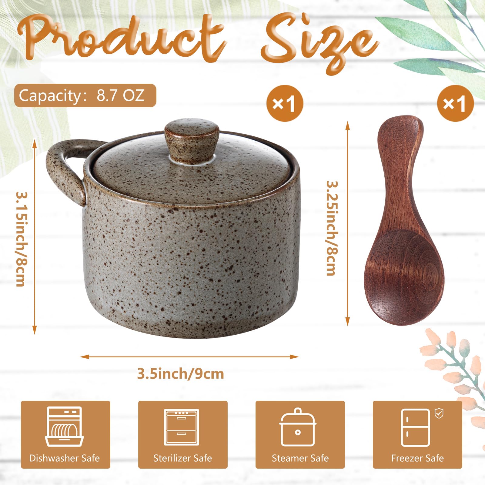 Honeydak salero moteado en cerámica gris claro, ideal para sazonar mientras cocinas.
