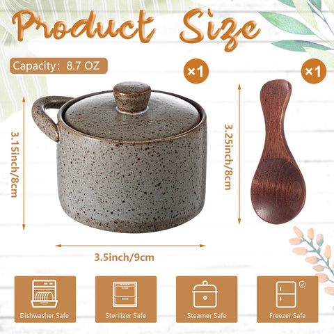 Honeydak salero moteado en cerámica gris claro, ideal para sazonar mientras cocinas.