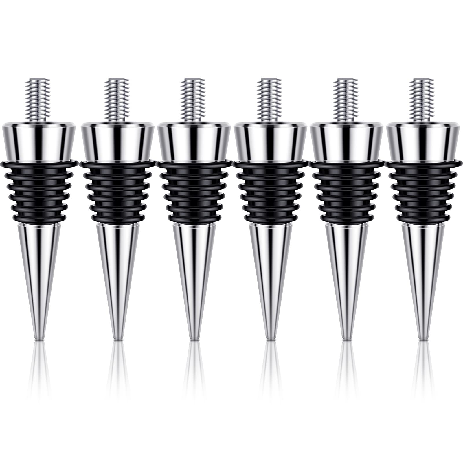 Honeydak tapon-botella-metal-cromo-set-6-piezas, cierre elegante para conservar vino