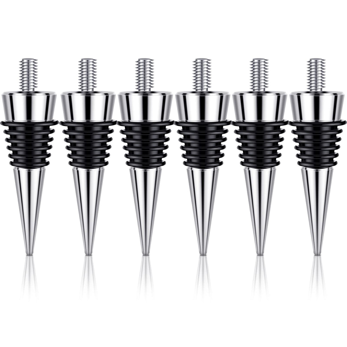 Honeydak tapon-botella-metal-cromo-set-6-piezas, cierre elegante para conservar vino