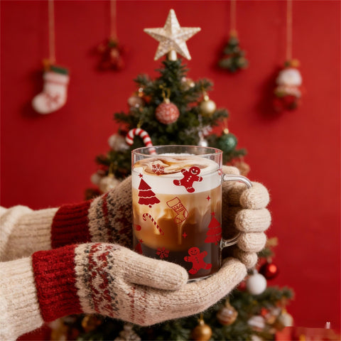 Taza Honeydak con diseño navideño detallado, ideal para decorar y servir.