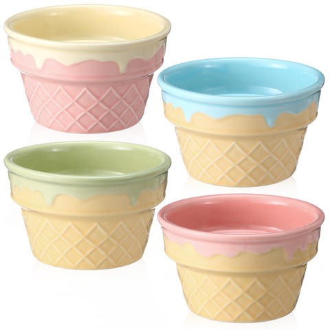 Tazones Honeydak cerámicos en verde para porciones de helado.