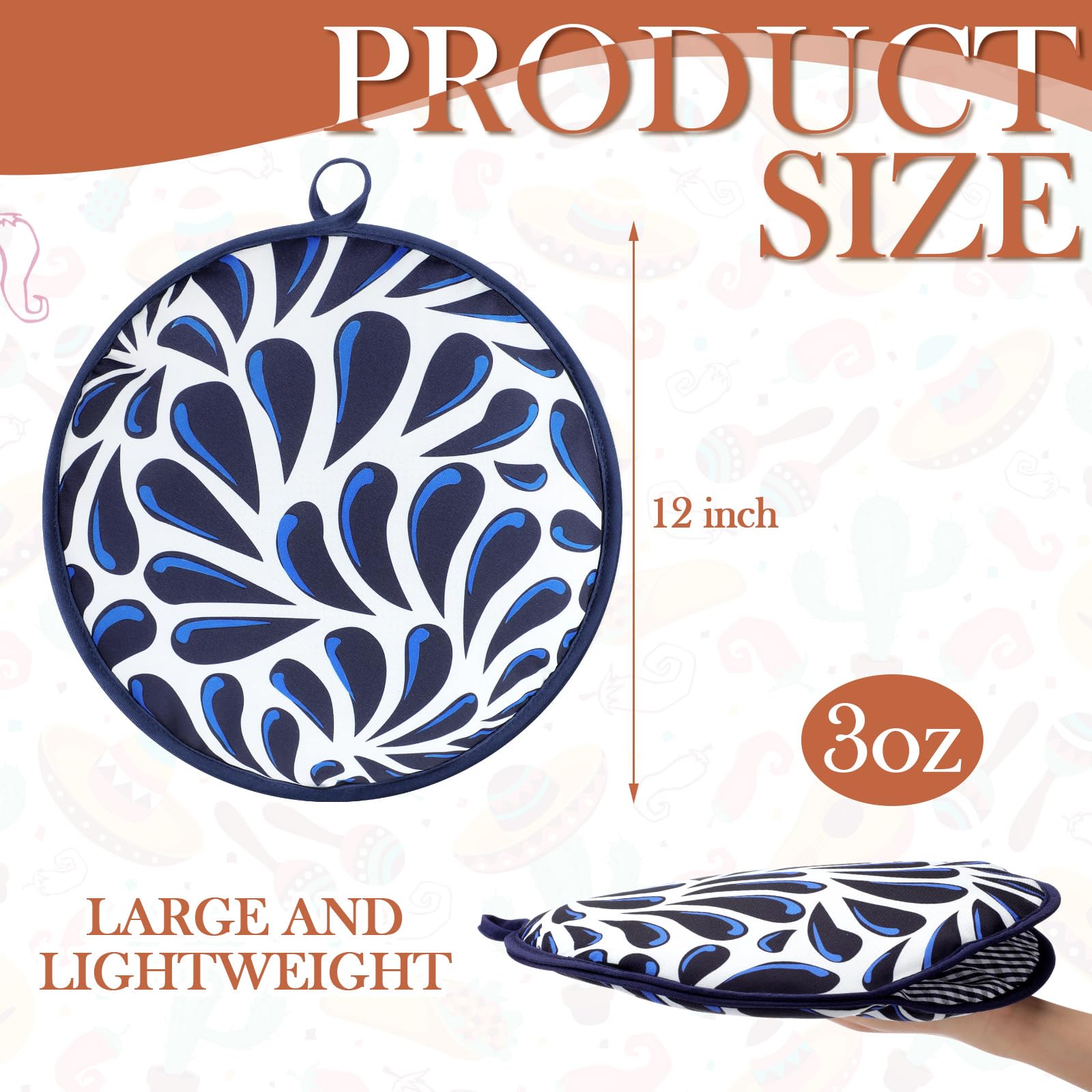 Honeydak funda calentadora Talavera azul interior, mantiene tortillas calientes al servir.