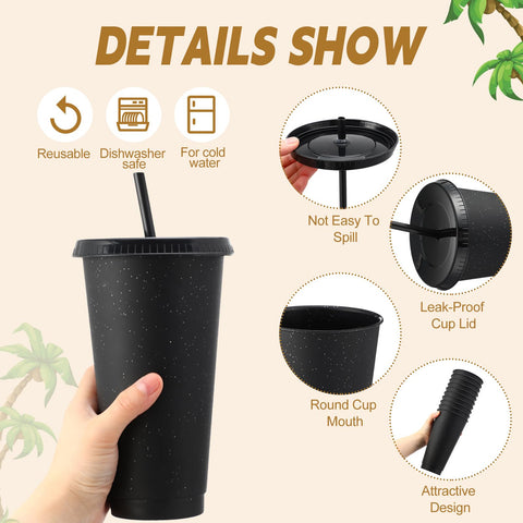 Honeydak vaso plástico 24-27oz con tapa, uso diario y bebidas frías