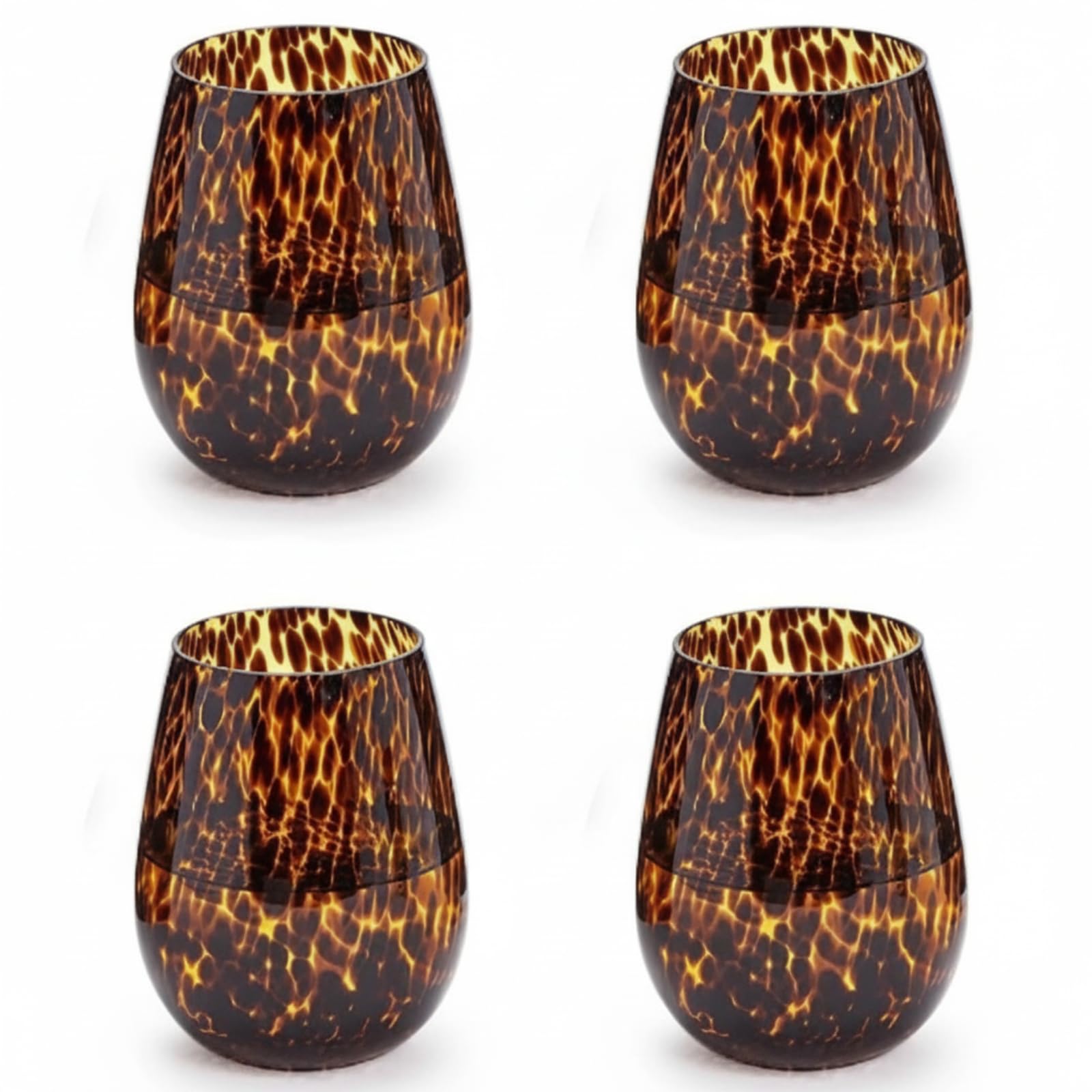 Vaso Honeydak para whisky con patrón tortuga leopardo marrón de 16oz.