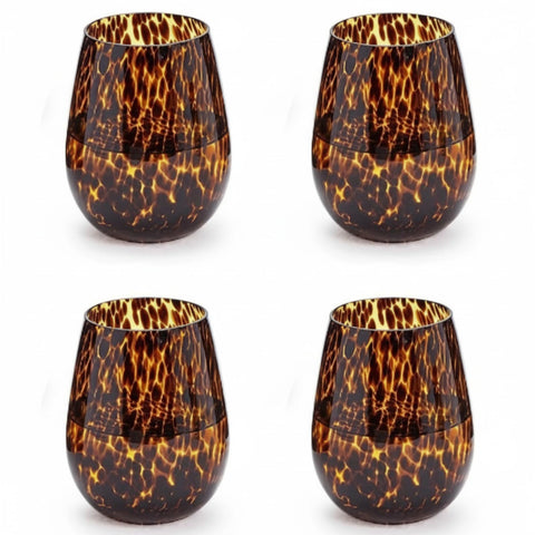 Vaso Honeydak para whisky con patrón tortuga leopardo marrón de 16oz.