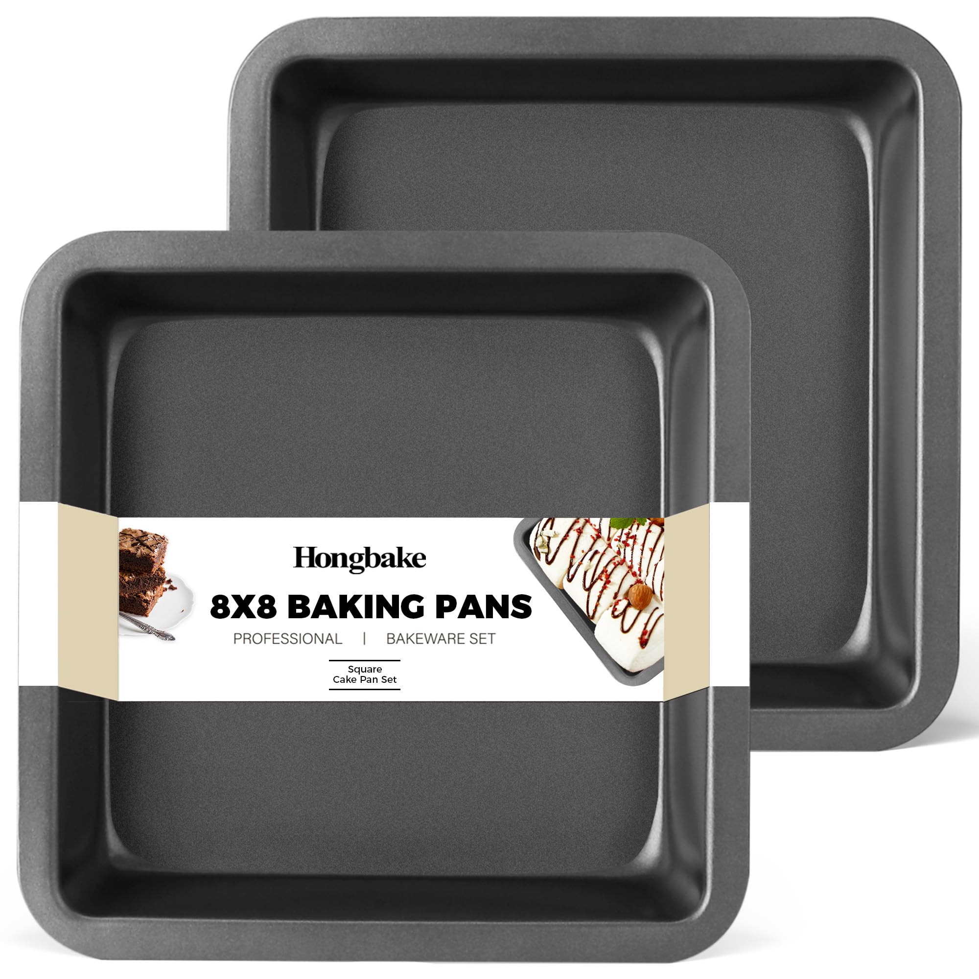 Bandeja HONGBAKE 8x8 para pasteles tipo brownie, antiadherente y desmolde sencillo.