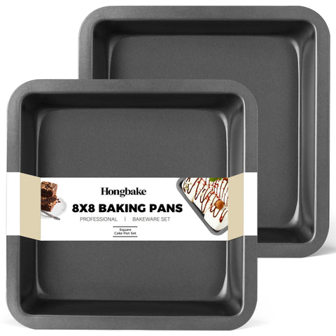 Bandeja HONGBAKE 8x8 para pasteles tipo brownie, antiadherente y desmolde sencillo.
