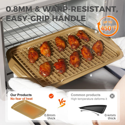HONGBAKE espesor de 0,8 mm mantiene la plancha estable y hornea de forma uniforme.