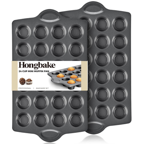 Sartén para magdalenas HONGBAKE de 24 porciones con desmolde suave y beneficio de cocina profesional