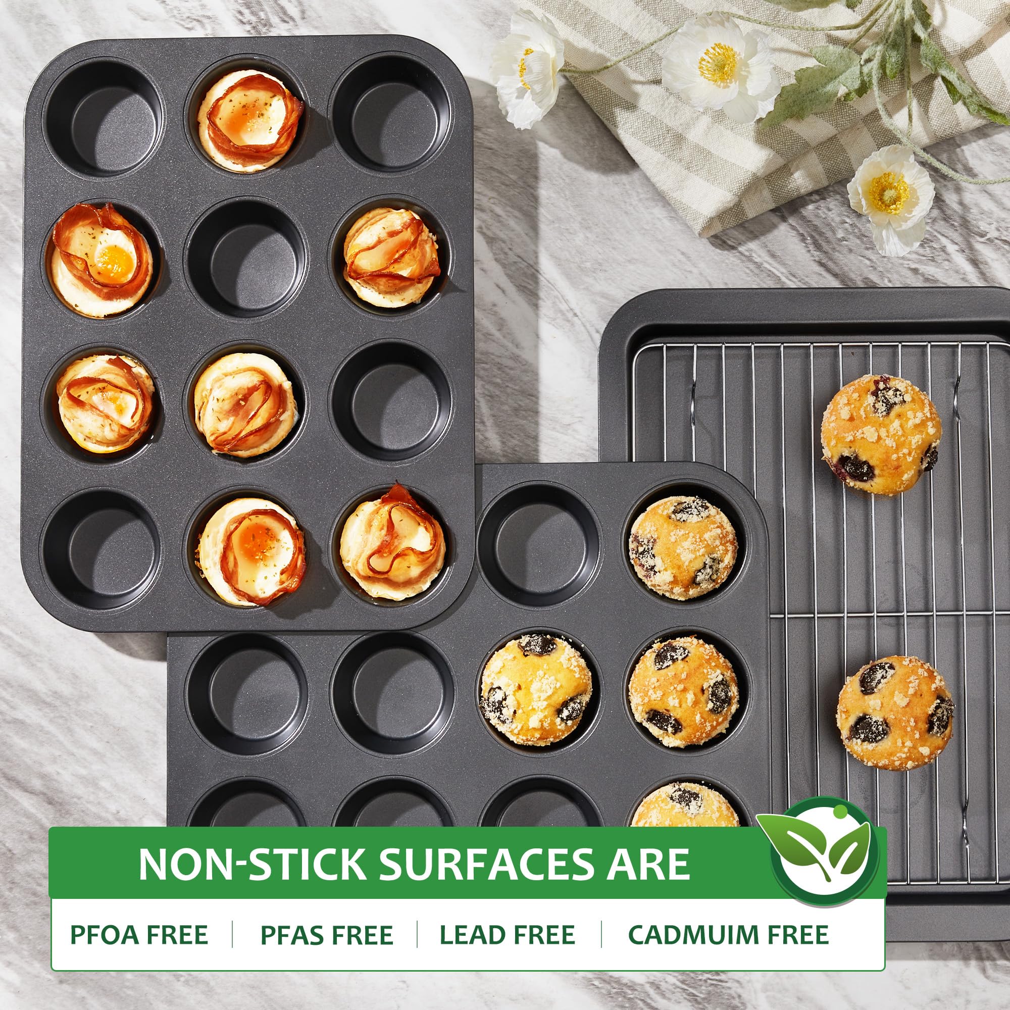 Uso diario: muffins y cupcakes con moldes HONGBAKE de 12 cavidades