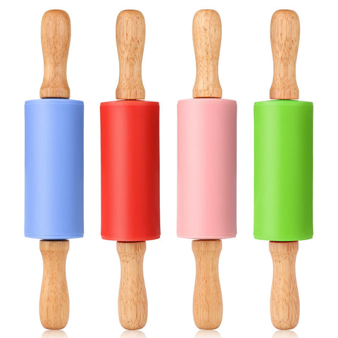 Honglida rodillo de silicona mini para niños azul, cómodo para manos pequeñas y juego imaginativo.