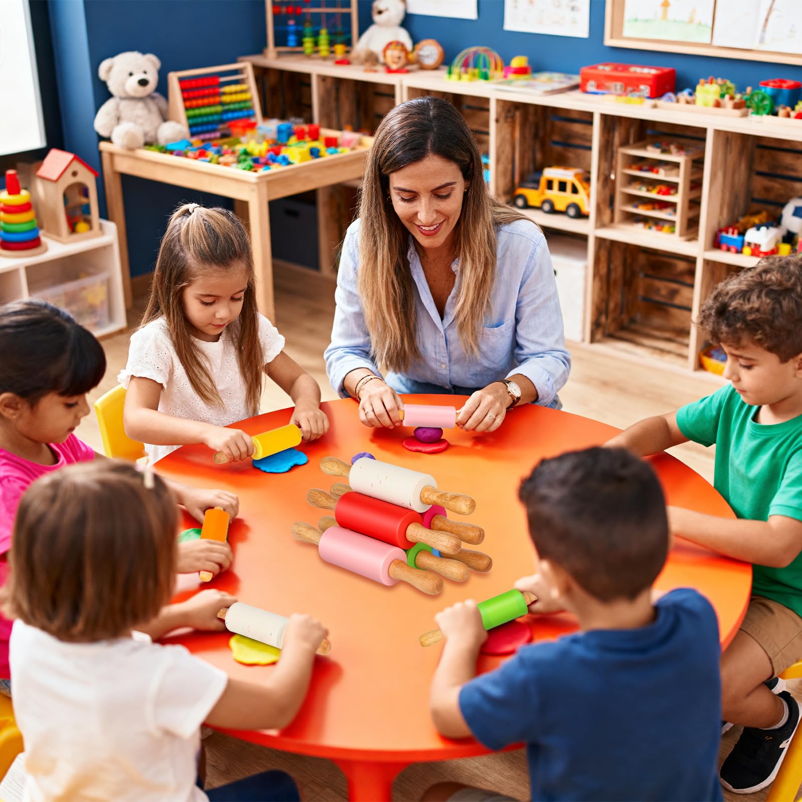 Honglida rodillo de silicona mini para niños morado, juego seguro y aprendizaje culinario.
