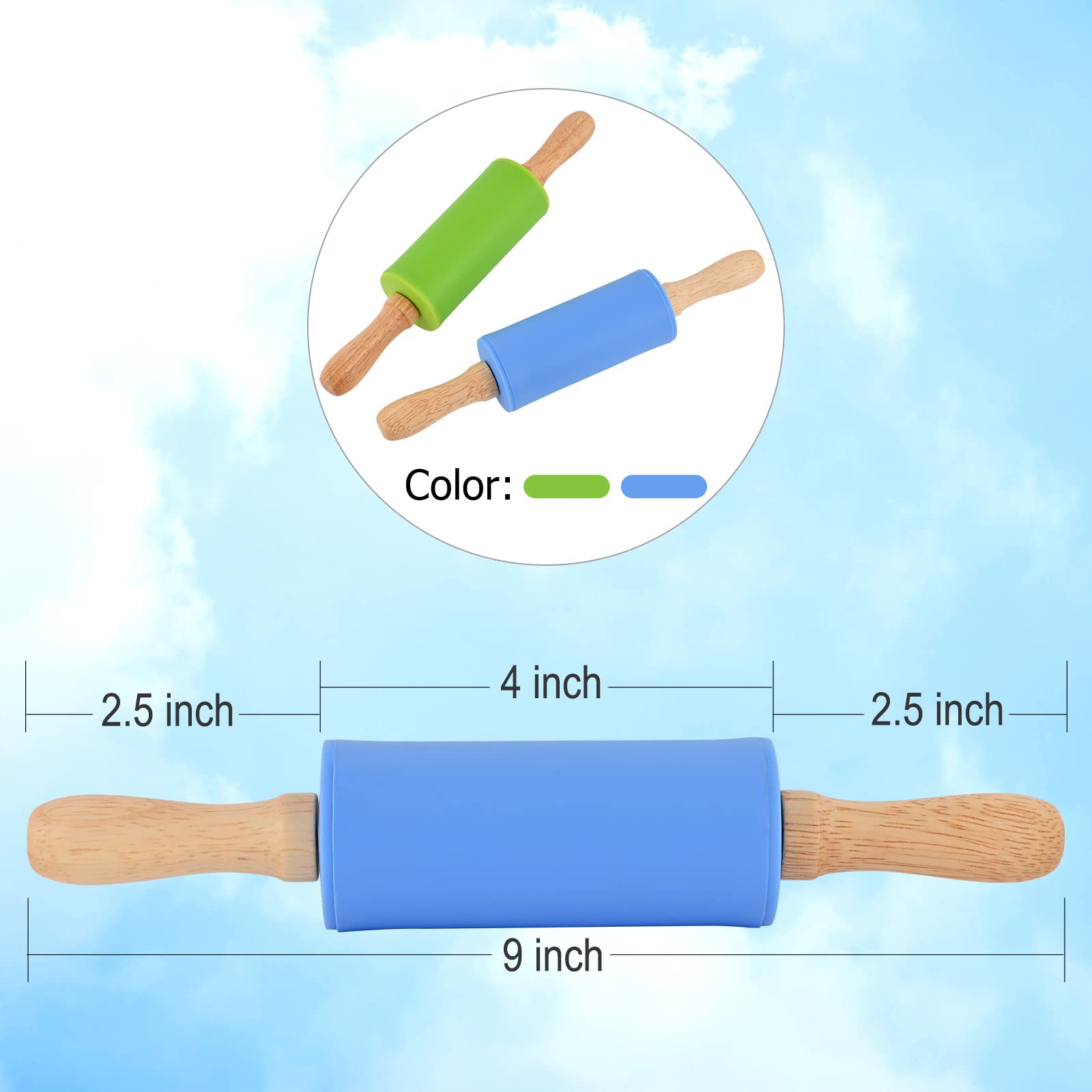 Honglida rodillo de silicona mini para niños rojo, superficie antiadherente ideal para masa y plastilina.