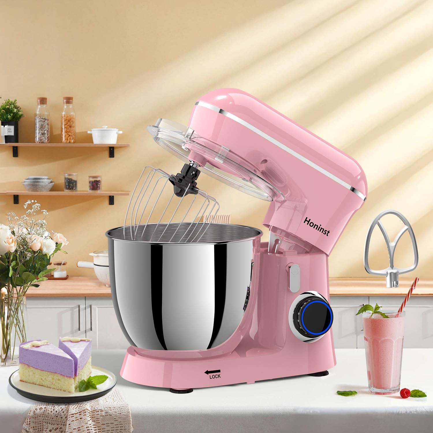 Honinst batidora de pie con accesorios para masa y batido.
