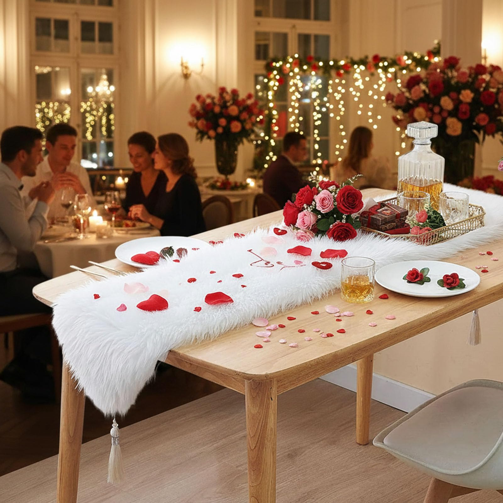 HonSerm camino mesa blanco borlas: añade elegancia festiva a tu comedor