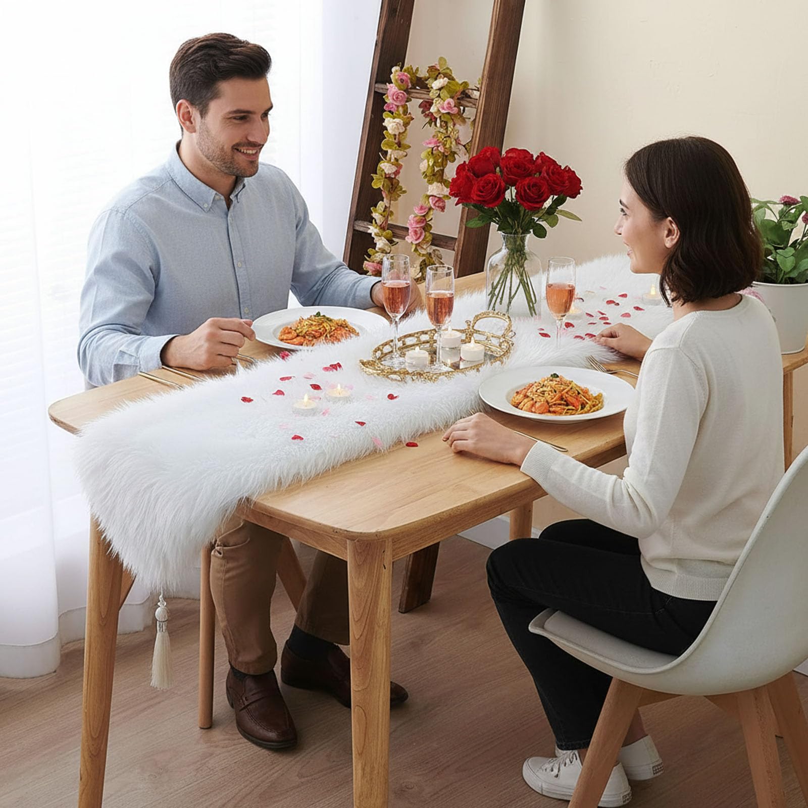 HonSerm detalle pelo falso blanco: tacto suave para cenas acogedoras