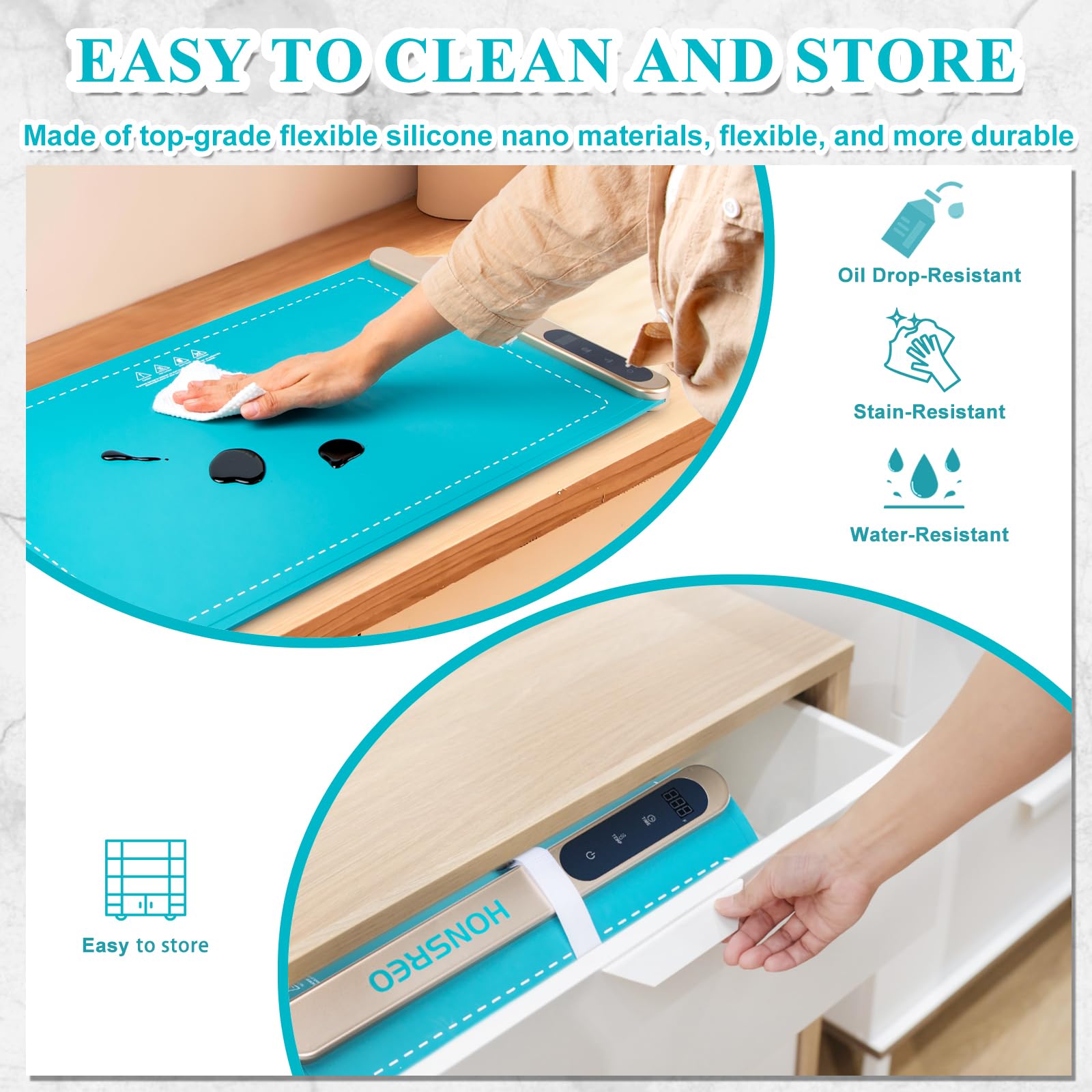 Superficie compatible con cerámica, vidrio y utensilios variados.
