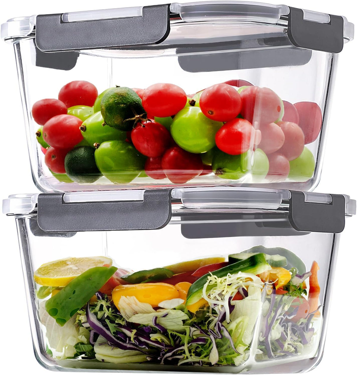 Hontent contenedor de vidrio grande con tapa para almacenamiento seguro de comidas