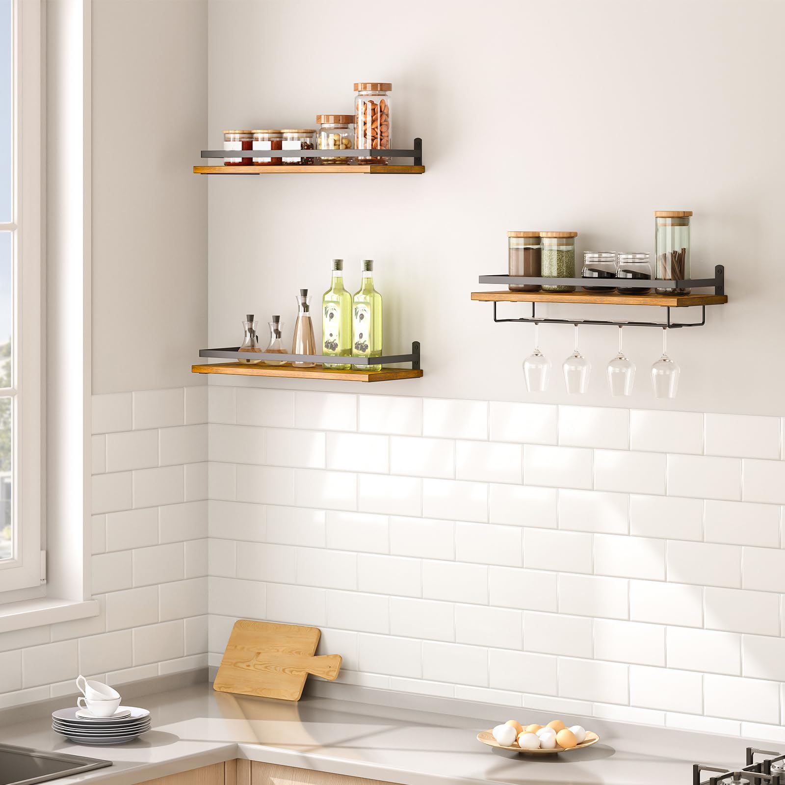 HOOBRO ahorro-espacio-organizacion crea superficies ordenadas para cocina o sala.