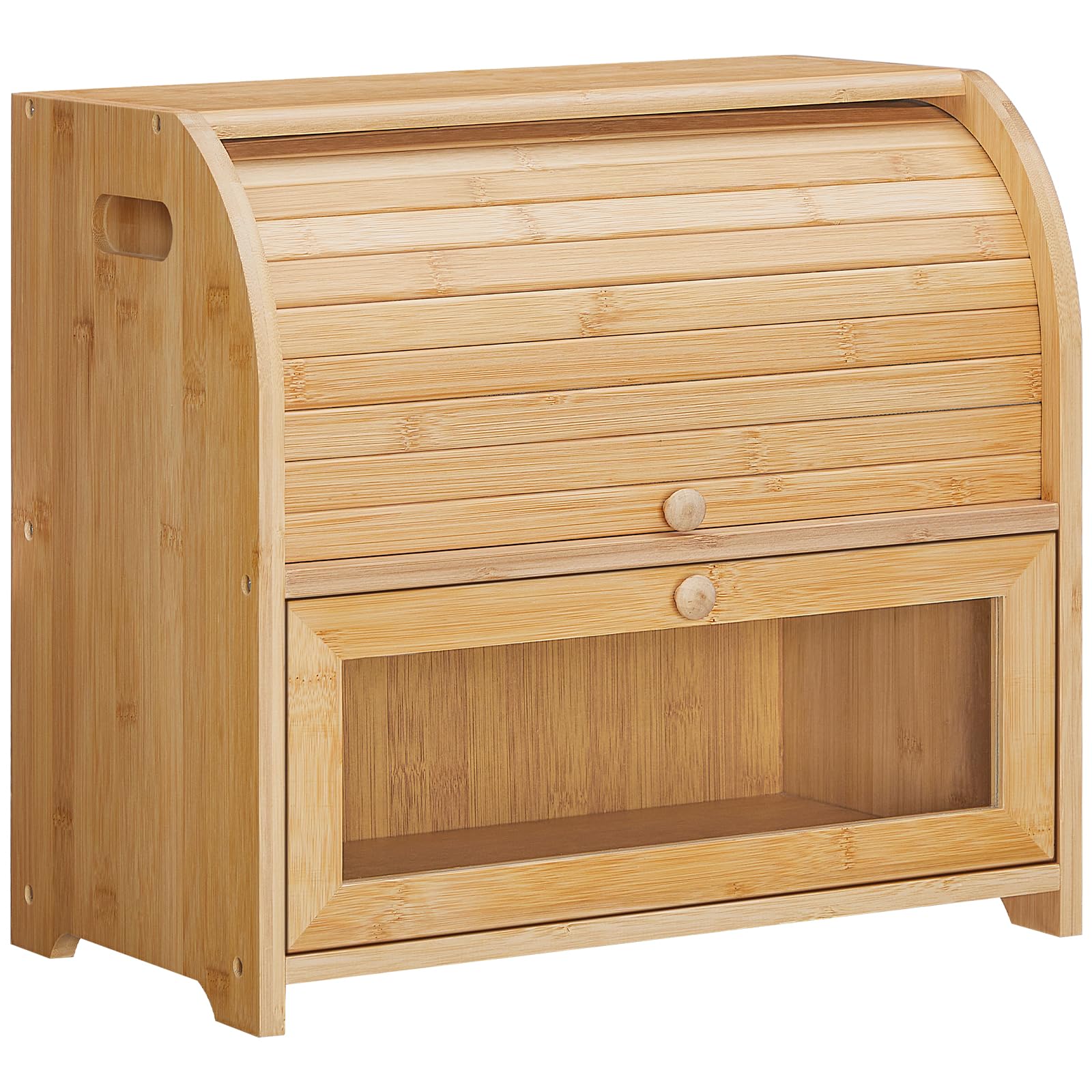 HOOBRO caja pan de bambú, dos niveles para mayor organización en la encimera