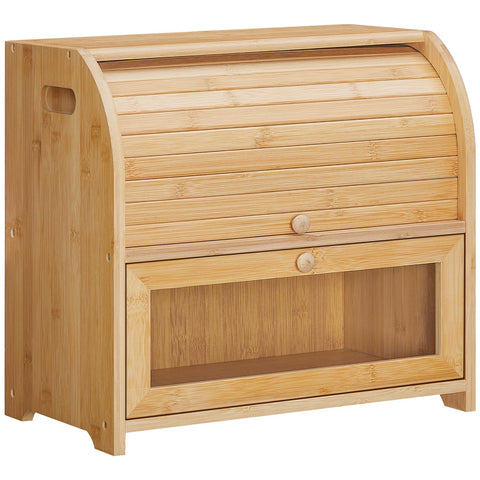 HOOBRO caja pan de bambú, dos niveles para mayor organización en la encimera