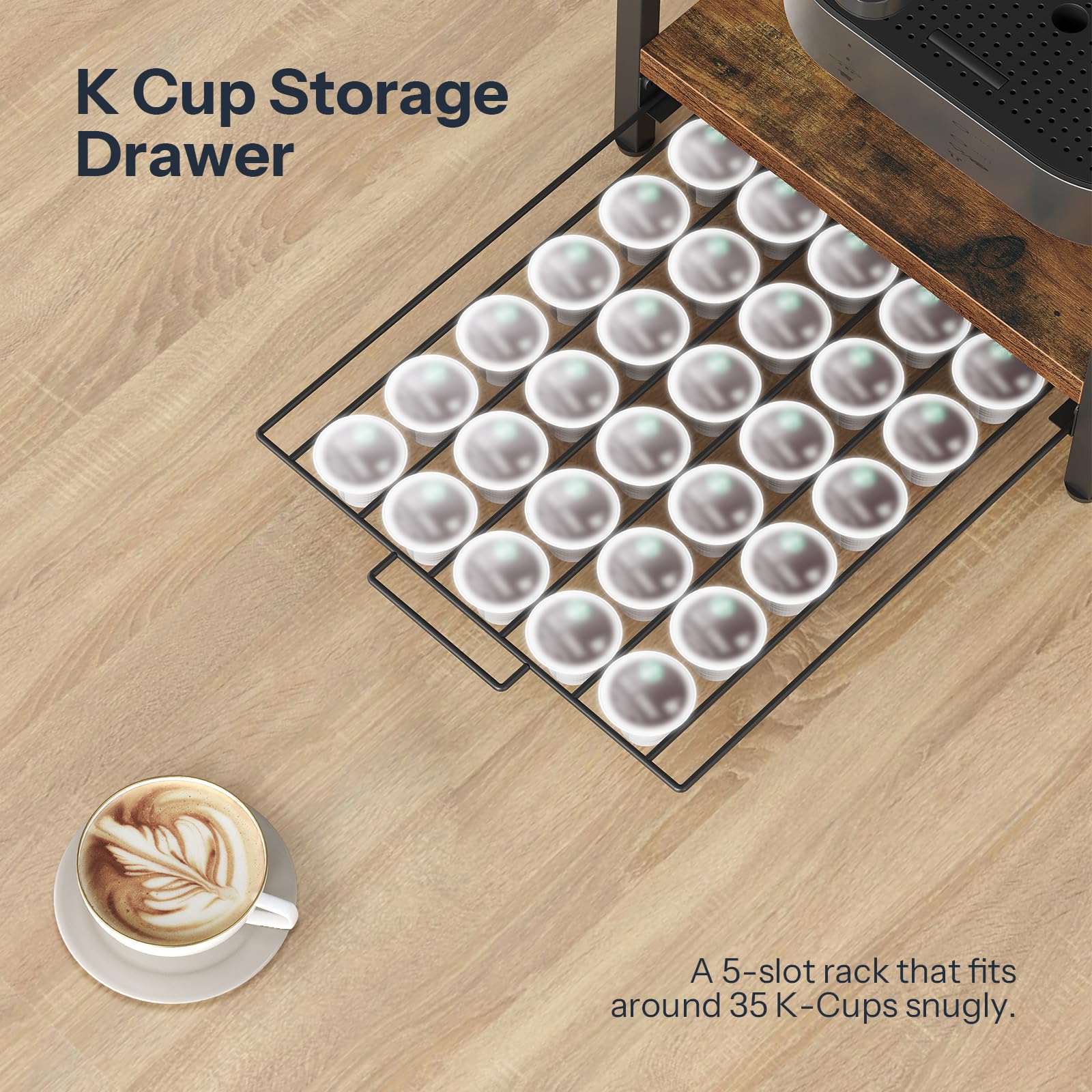 Hoobro estante 2 en 1 para cafetera y condimentos, ahorro de espacio.